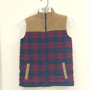 Kapital K Wool Blend Sherpa Burgundy Plaid Fall Vest Sz 7